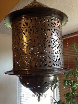 Huge Stunning Silver Plated Large Middle Eastern Moorish Lantern Lamp