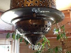 Huge Stunning Silver Plated Large Middle Eastern Moorish Lantern Lamp