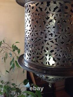 Huge Stunning Silver Plated Large Middle Eastern Moorish Lantern Lamp