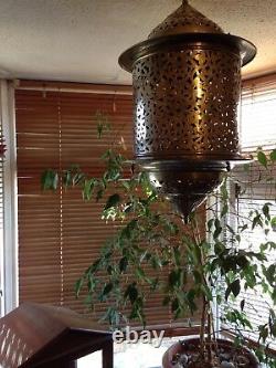 Huge Stunning Silver Plated Large Middle Eastern Moorish Lantern Lamp