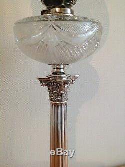 Huge Victorian Corinthian Column Silver Plated Oil Lamp