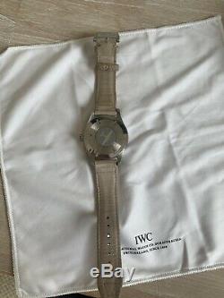 IWC Mark XVIII Pilot Watch White (Silver Plated) Dial On Beige Textile Strap