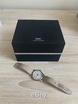 IWC Mark XVIII Pilot Watch White (Silver Plated) Dial On Beige Textile Strap