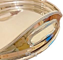 Impressive French Style Silver Plated Twin Handled Gallery Drinks Tray