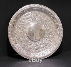 Indian Antique Silver Plated Tray. Sri Lankan Design