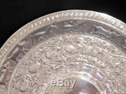 Indian Antique Silver Plated Tray. Sri Lankan Design