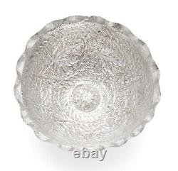 Indian Kashmir Chinar Buen Leaf Silver Plated Repousse Bowl Antique c1880