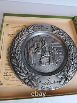 International Silver Box/ Certif A Charles Dickens Christmas 1974 Pewter Plate