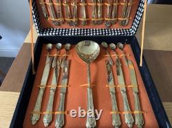 Italian LBL Silver Plated Cutlery Set with Original Case Vintage
