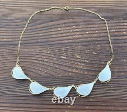 Ivar T. Holth Gold Plated Sterling Silver White Guilloche Enamel Necklace Norway