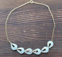 Ivar T. Holth Gold Plated Sterling Silver White Guilloche Enamel Necklace Norway