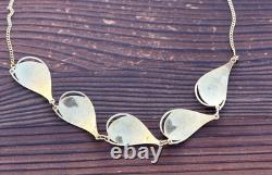 Ivar T. Holth Gold Plated Sterling Silver White Guilloche Enamel Necklace Norway