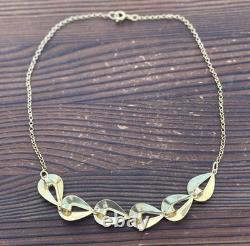 Ivar T. Holth Gold Plated Sterling Silver White Guilloche Enamel Necklace Norway