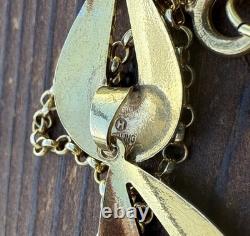 Ivar T. Holth Gold Plated Sterling Silver White Guilloche Enamel Necklace Norway