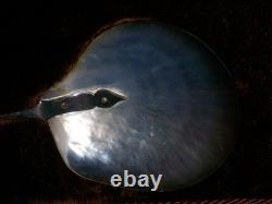 JAMES DIXON SILVER PLATED CAVIAR SERVING SPOONS in ORIGINAL FITTED CASE c1891 GC