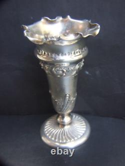 JAMES DIXON & SONS SILVER PLATE REPOUSSE EPBM SMALL ANTIQUE VASE C1900's