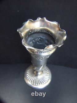 JAMES DIXON & SONS SILVER PLATE REPOUSSE EPBM SMALL ANTIQUE VASE C1900's