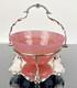 J. B. CHATTERLEY & SONS LTD EPNS Plated Sugar Basket Original Pink Glass Liner