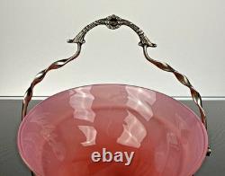 J. B. CHATTERLEY & SONS LTD EPNS Plated Sugar Basket Original Pink Glass Liner