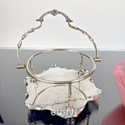 J. B. CHATTERLEY & SONS LTD EPNS Plated Sugar Basket Original Pink Glass Liner