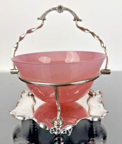J. B. CHATTERLEY & SONS LTD EPNS Plated Sugar Basket Original Pink Glass Liner