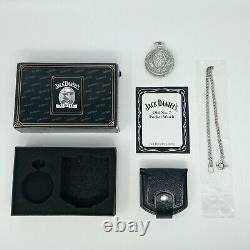 Jack Daniels Old No. 7 Silver Plated Pocket Watch, Chain And Leather Pouch Rare