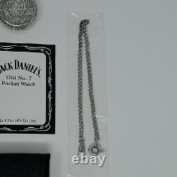 Jack Daniels Old No. 7 Silver Plated Pocket Watch, Chain And Leather Pouch Rare