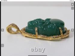 Jade Buddha Zircons Pendent Gold Plated