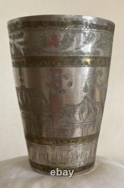 Jama Masjid Deli mosque Antique Silver Plated Brass Engraved Mughal Lassi Jahan