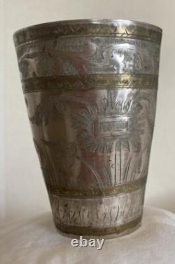 Jama Masjid Deli mosque Antique Silver Plated Brass Engraved Mughal Lassi Jahan