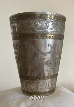 Jama Masjid Deli mosque Antique Silver Plated Brass Engraved Mughal Lassi Jahan