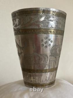 Jama Masjid Deli mosque Antique Silver Plated Brass Engraved Mughal Lassi Jahan