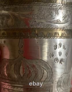 Jama Masjid Deli mosque Antique Silver Plated Brass Engraved Mughal Lassi Jahan