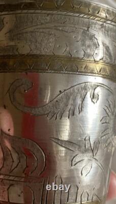 Jama Masjid Deli mosque Antique Silver Plated Brass Engraved Mughal Lassi Jahan
