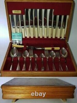 James Ryals Silver Plated Resin Faux Bone Canteen Of Cutlery In Retro Teak Case