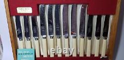 James Ryals Silver Plated Resin Faux Bone Canteen Of Cutlery In Retro Teak Case