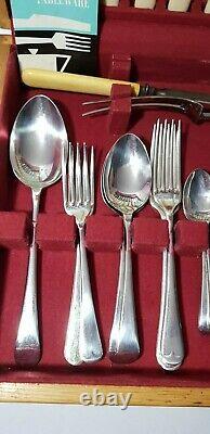 James Ryals Silver Plated Resin Faux Bone Canteen Of Cutlery Retro Teak Case