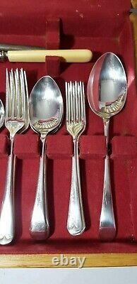 James Ryals Silver Plated Resin Faux Bone Canteen Of Cutlery Retro Teak Case