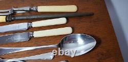 James Ryals Silver Plated Resin Faux Bone Canteen Of Cutlery Retro Teak Case