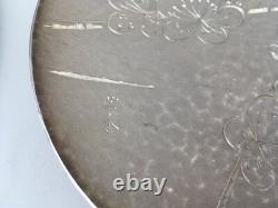 Japanese JUNGIN 1868-1912 Pure Silver Hand Hammered sterling plates Meiji signed