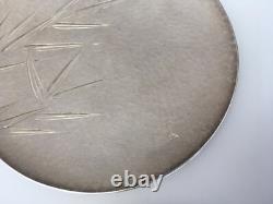 Japanese JUNGIN 1868-1912 Pure Silver Hand Hammered sterling plates Meiji signed