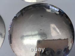 Japanese JUNGIN 1868-1912 Pure Silver Hand Hammered sterling plates Meiji signed