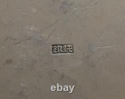 Japanese JUNGIN 1868-1912 Pure Silver Hand Hammered sterling plates Meiji signed