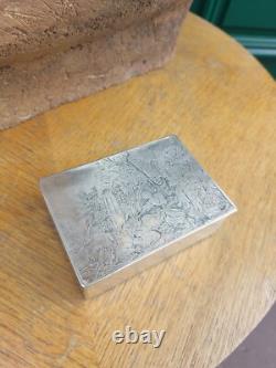 Jewelry Box Silver Plated Country Scene SILVER