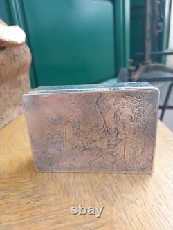 Jewelry Box Silver Plated Country Scene SILVER