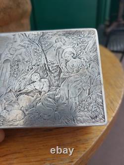 Jewelry Box Silver Plated Country Scene SILVER