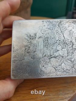 Jewelry Box Silver Plated Country Scene SILVER