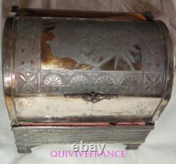 Jewelry Box Victorian Mechanical Meriden Company 1878 Silver Plated