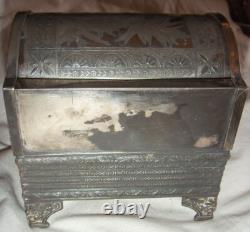 Jewelry Box Victorian Mechanical Meriden Company 1878 Silver Plated