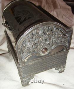 Jewelry Box Victorian Mechanical Meriden Company 1878 Silver Plated